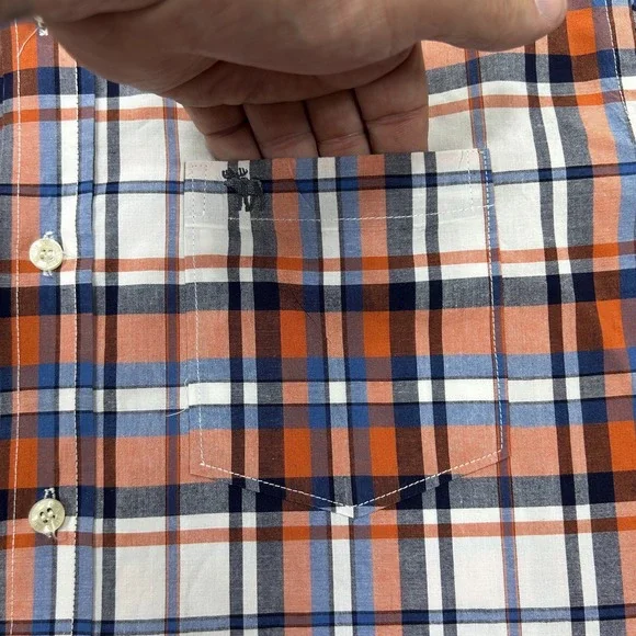 Abercrombie Fitch Shirt Men's XL Orange Plaid Button Down Long Sleeve Preppy - Picture 5 of 12